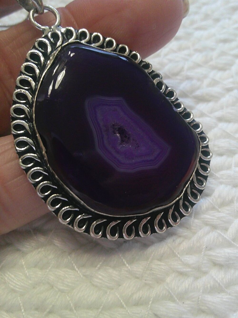 Gorgeous PURPLE BOTSWANA DRUZY Handmade Sterling 925 Pendant/Chain #346F